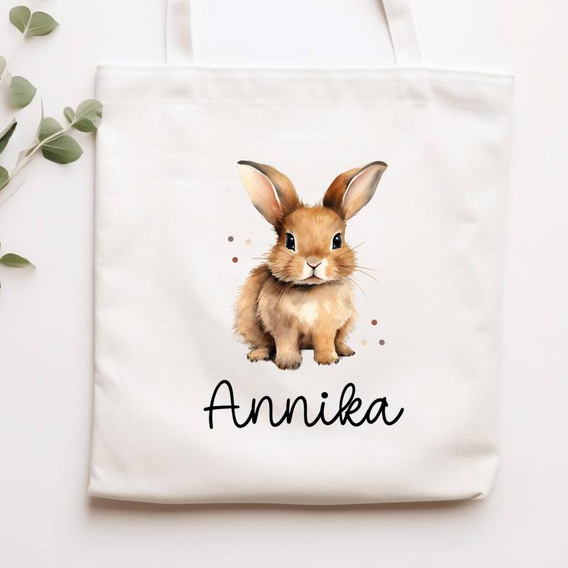 stofftasche Mit Namen Hase Rammler - Personalisierte Kinder Beutel Kindertasche Wechselwäsche, Schmutzwäsche Tragetasche Wechselkleidung von KleineBuchstabenDE