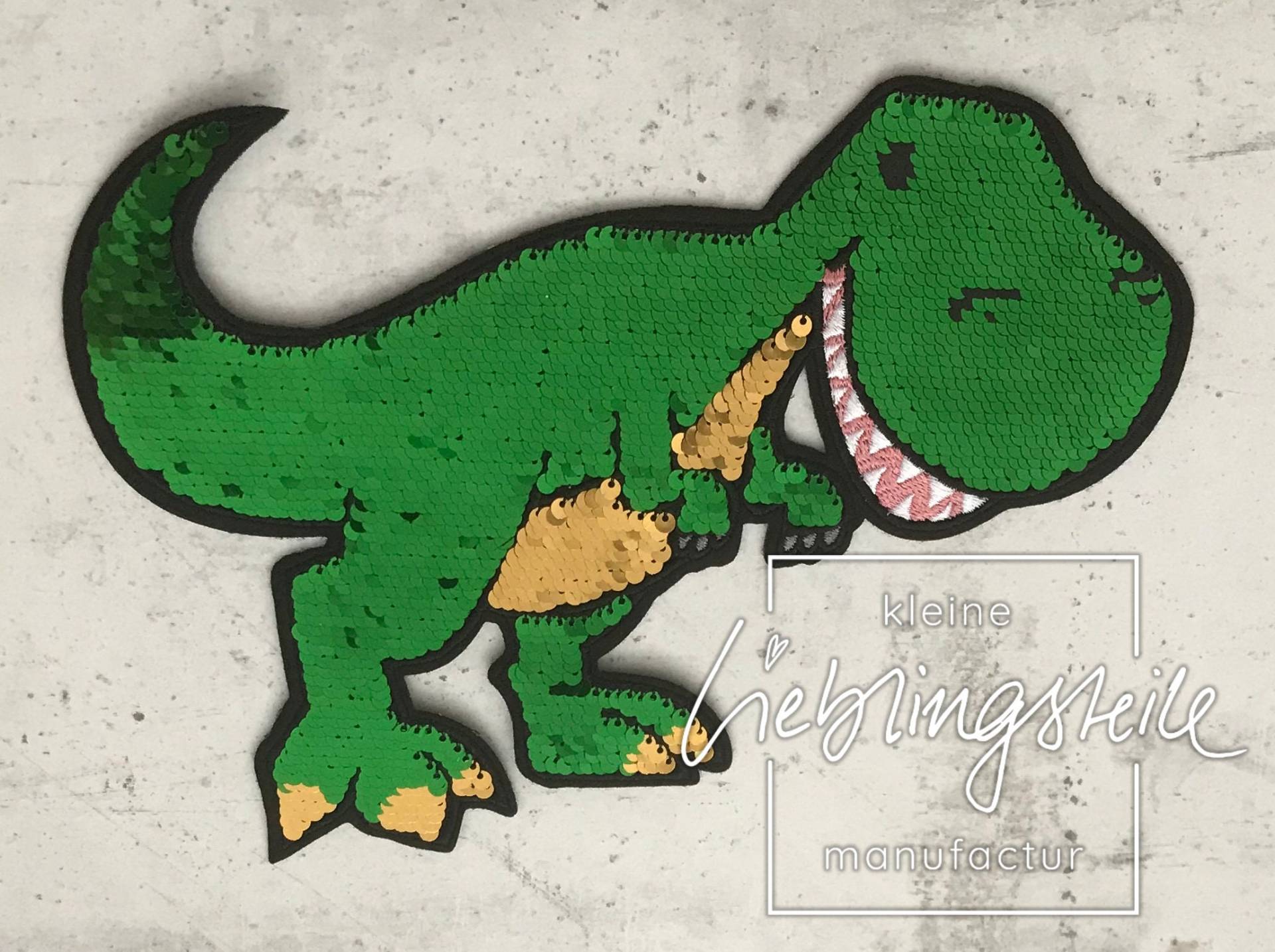 Dinosaurier Aufnäher Bügelbild Sticker Wendepailletten Aufkleber T-Rex Applikation von KleineLieblingsteile