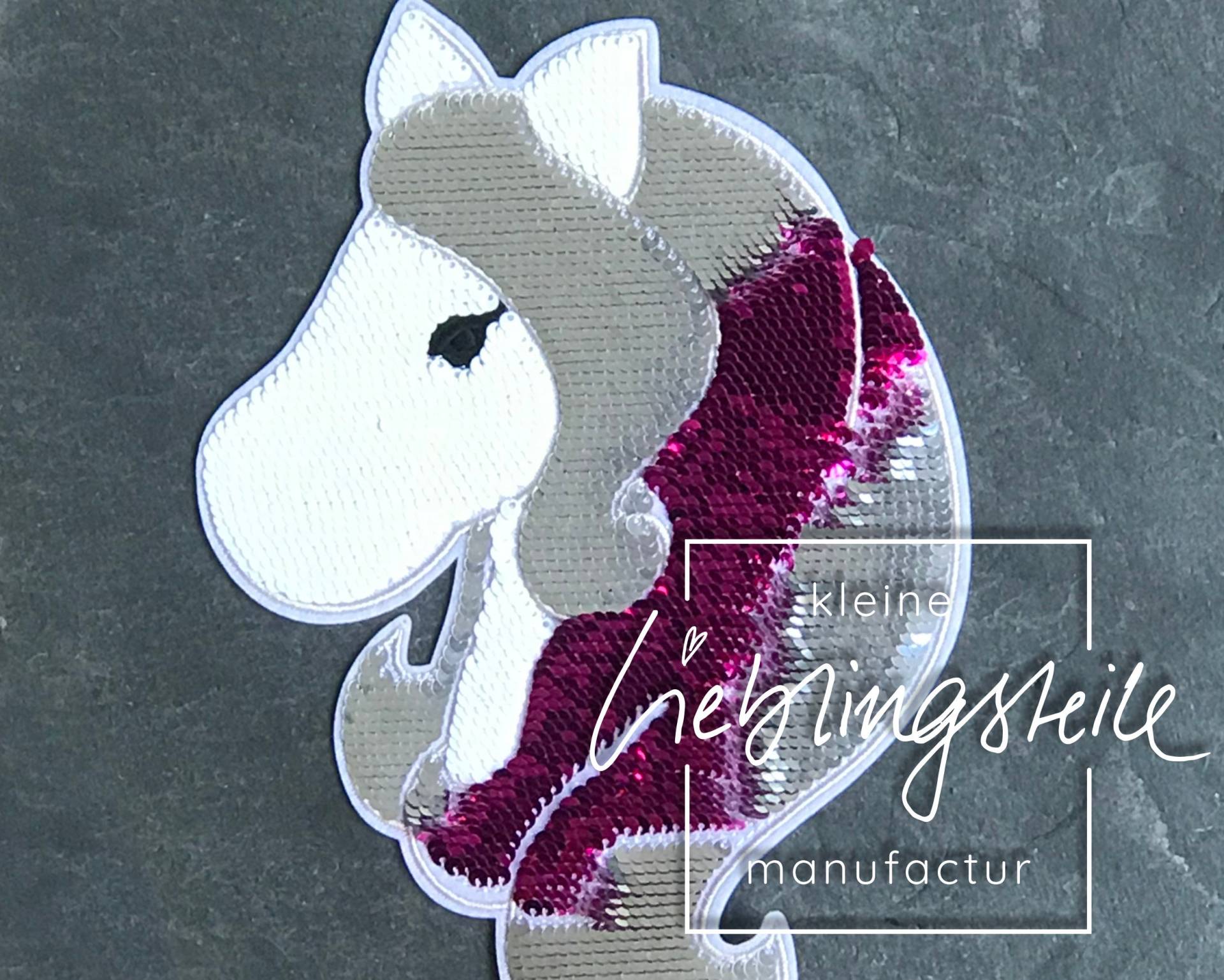 Pferd Aufnäher Bügelbild Wendepailletten Aufbügler Einhorn Applikation von KleineLieblingsteile