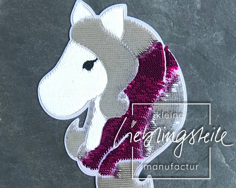 Pferd Aufnäher Bügelbild Wendepailletten Aufbügler Einhorn Applikation von KleineLieblingsteile