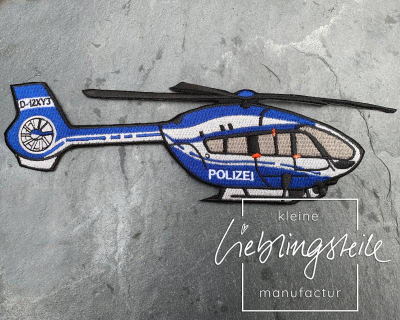 Polizei Polizeihubschrauber Helikopter Aufnäher Bügelbild Aufbügler von KleineLieblingsteile