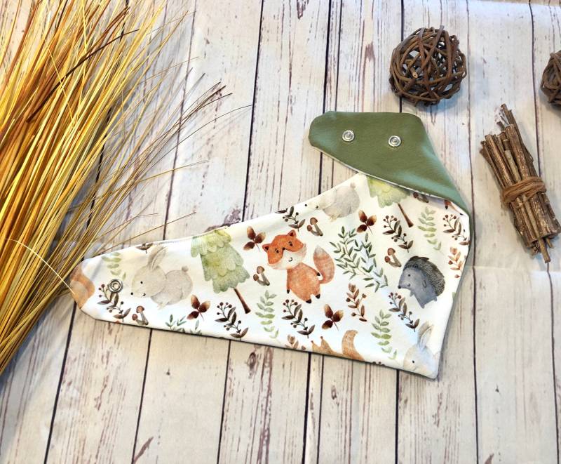 Halstuch Baby Wendehalstuch „Waldfreunde" Bio-Jersey, Verschiedene Kombinationsfarben Möglich, Lätzchen, Spucktuch, Zahnen von KleineNaeaehmadame