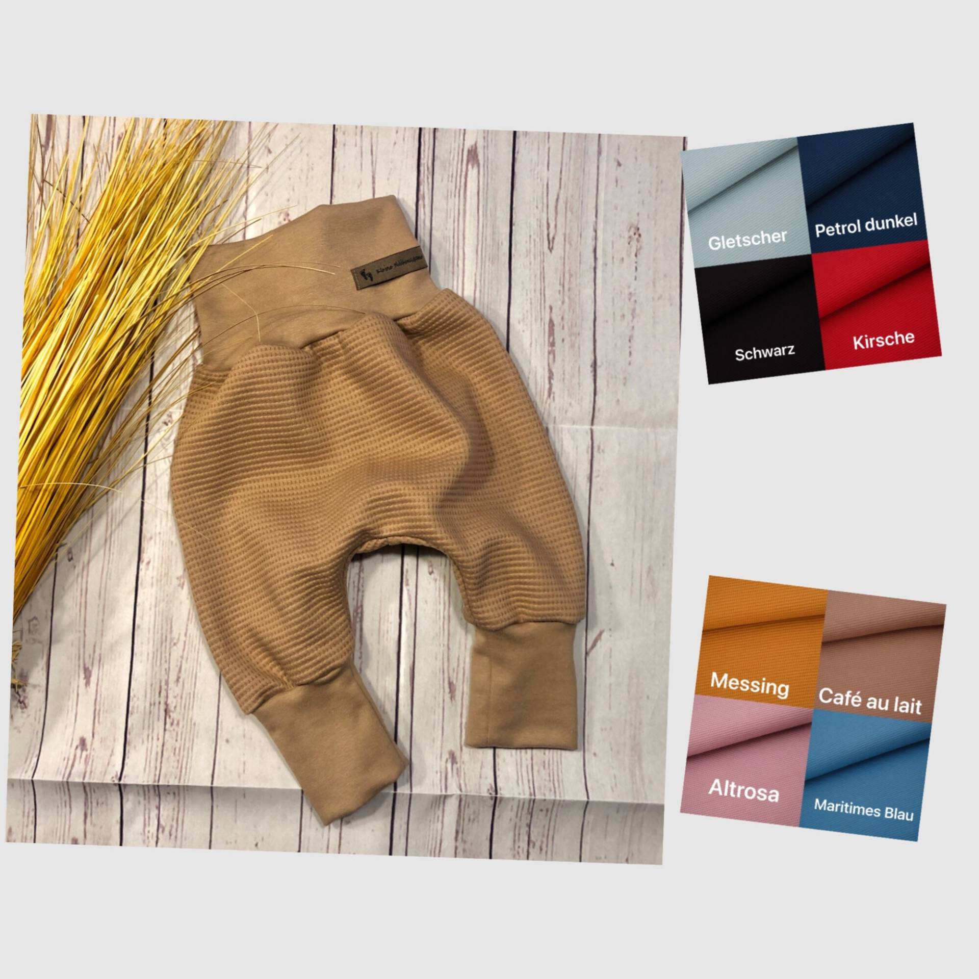 Pumphose Baby Bio-Waffeljacquard Gr. 44-122, Verschiedene Farben, Winterhose, Mitwachshose, Übergangszeit von KleineNaeaehmadame