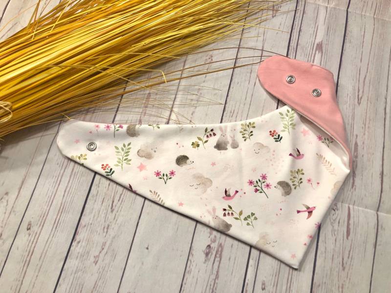 Wendehalstuch Baby „Frühlingserwachen" Mit Rosa, Andere Farben Möglich, Spucktuch; Sabbertuch, Lätzchen Frühjahr Sommer von KleineNaeaehmadame