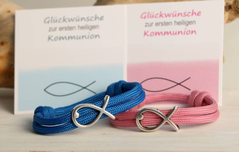 Armband Kommunion, Geschenk Junge, Fisch, Blau von KleineSchatztruhe