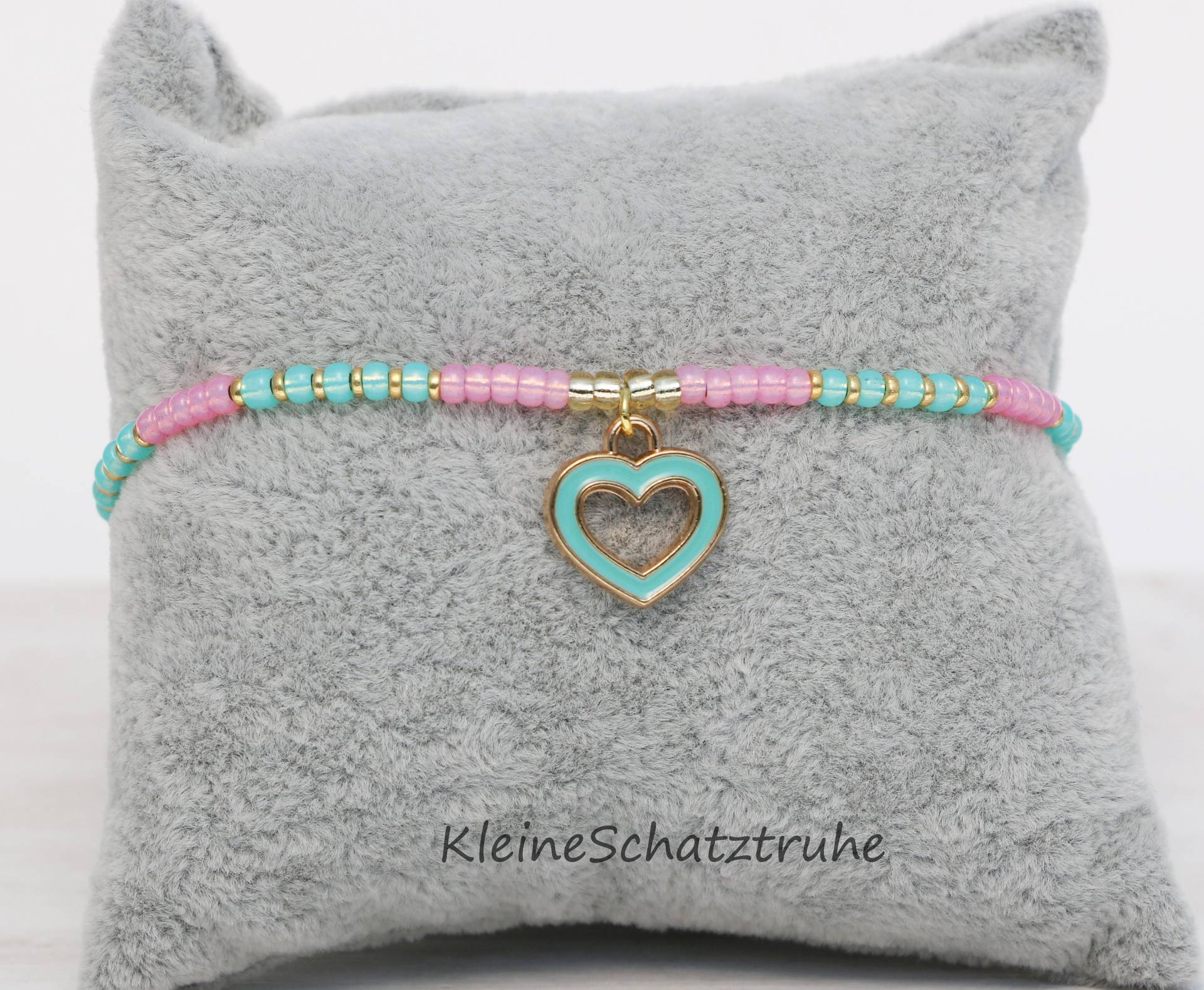 Filigranes Freundschaftsarmband - Miyuki Herz- Gold Rosa Türkis Filigranes Freundschaftsarmband - Miyuki Herz- Gold Rosa Türkis von KleineSchatztruhe