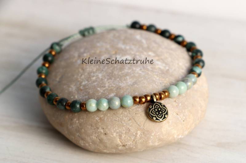 Filigranes Freundschaftsarmband - Natursteinperlen Mint Grün von KleineSchatztruhe
