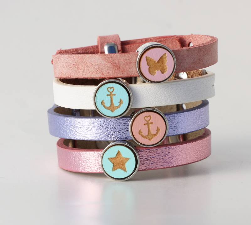 Lederarmband Für Kinder in Wunschfarbe Mit Wunschschiebeperle von KleineSchatztruhe
