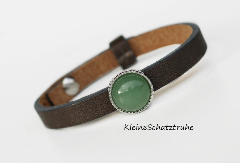 Lederarmband Inklusiv Schiebeperle Aventurin von KleineSchatztruhe