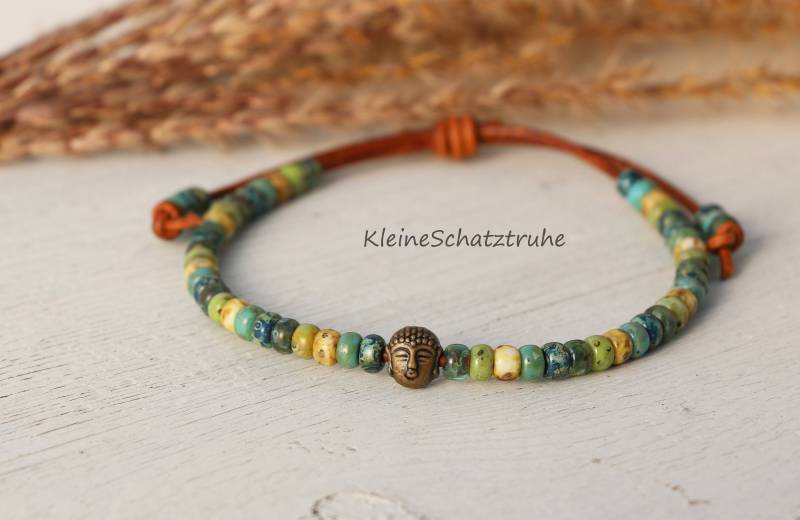 Lederarmband Mit Miyuki Seed Beads Bronze Buddha Lederarmband Mit Miyuki Seed Beads Bronze Buddha von KleineSchatztruhe