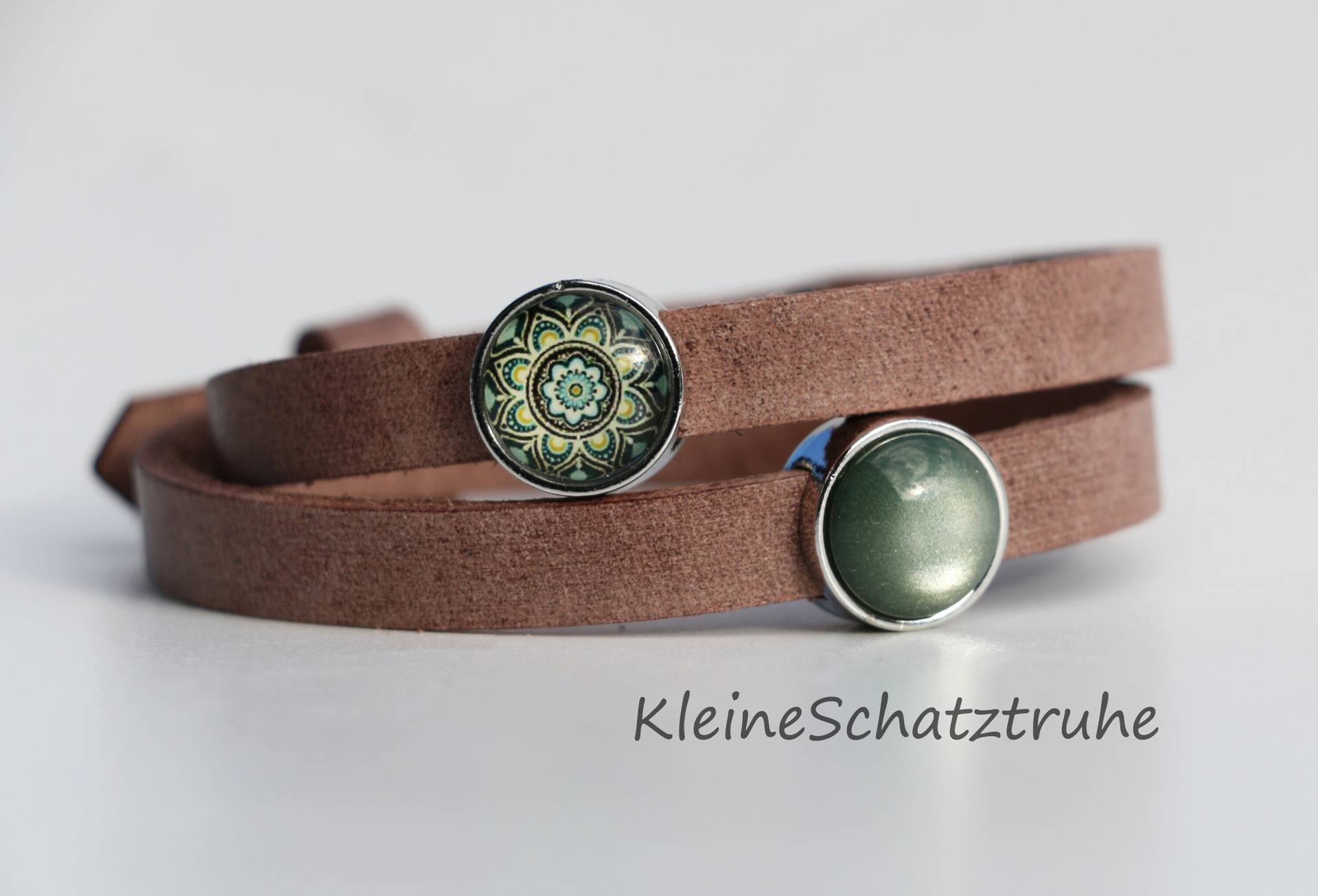 Lederwickelarmband Slider in Braun Mandala von KleineSchatztruhe