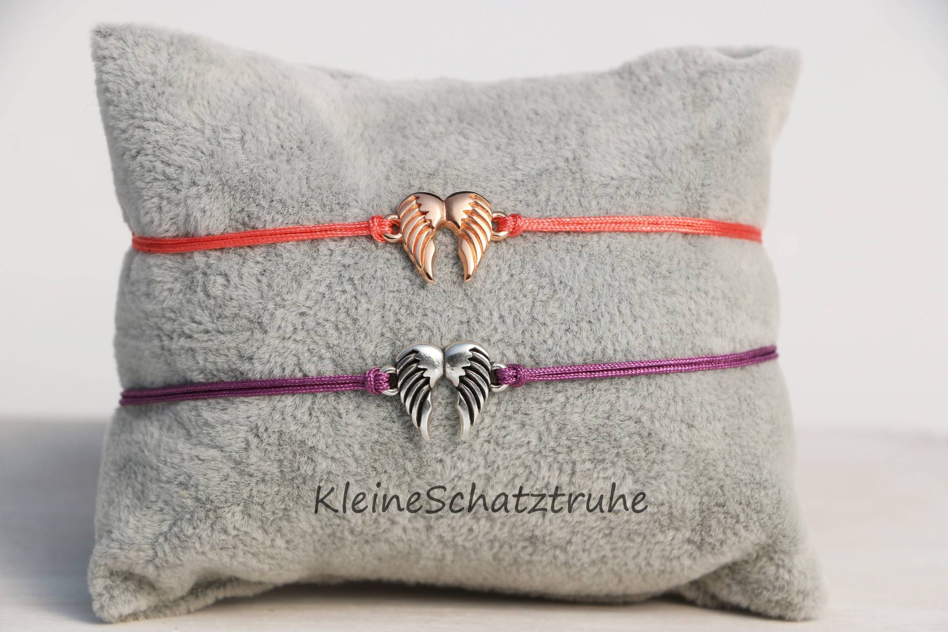 Macramee Arm- Oder Fußkettchen Engelsflügel in Roségold Silber - Farbe Nach Wahl von KleineSchatztruhe