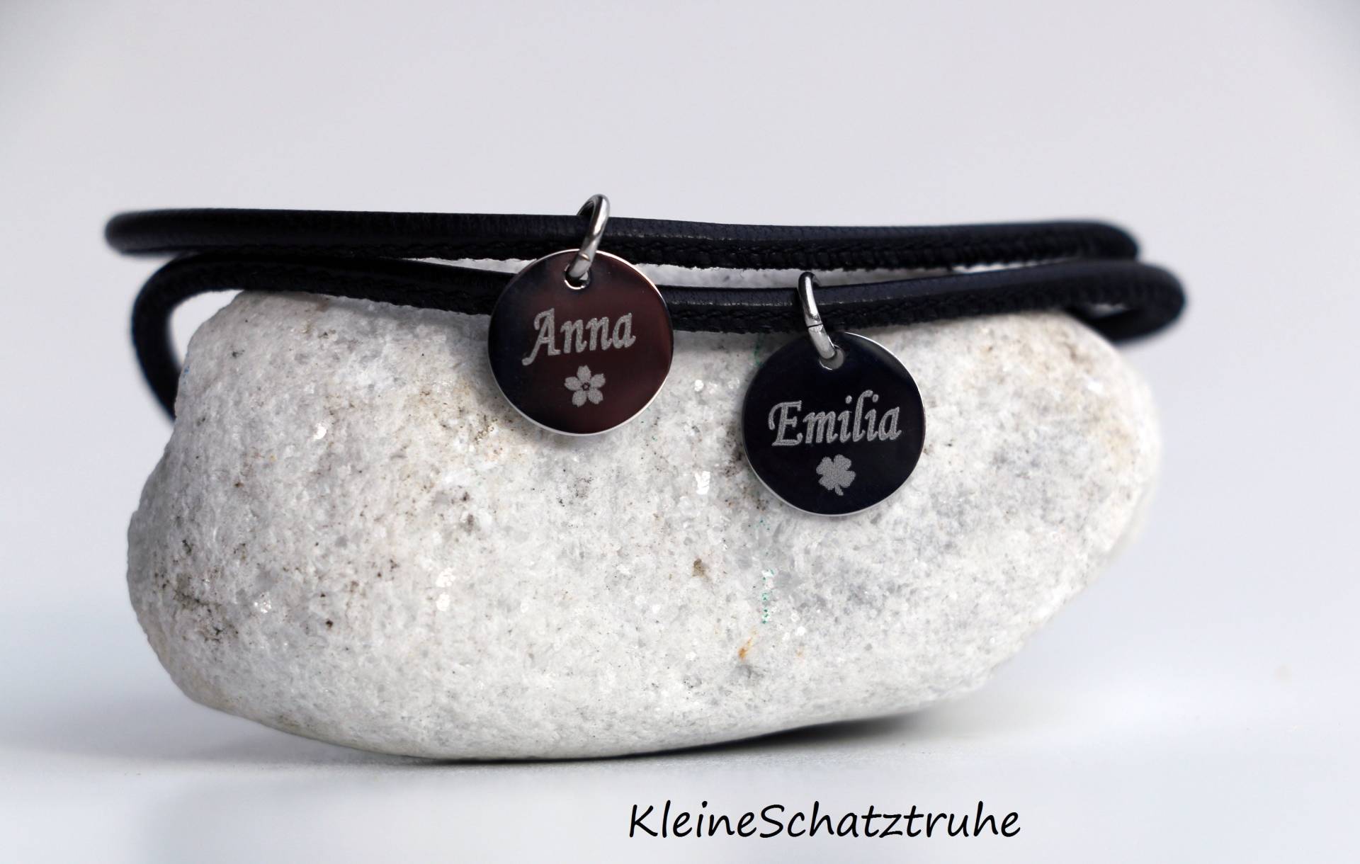 Nappaleder Armband Gravur Edelstahl von KleineSchatztruhe