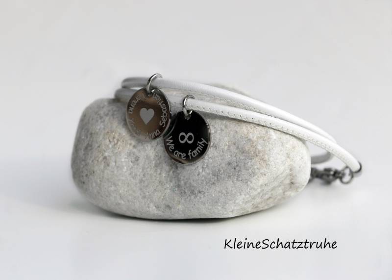 Nappaleder Armband Mit Gravur, Edelstahl von KleineSchatztruhe