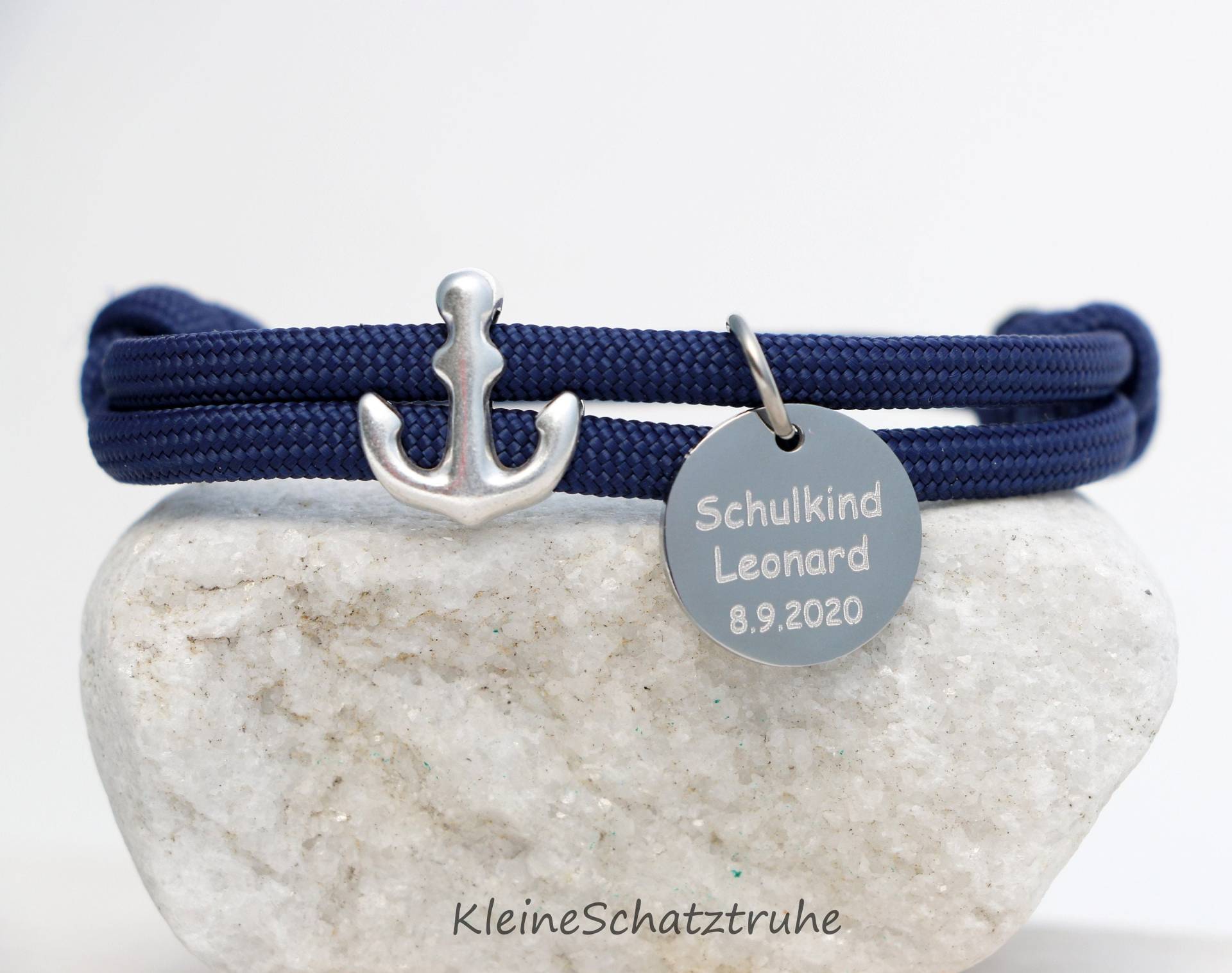 Personalisiertes Armband, Paracord, Anker, Geschenk Einschulung, Wunschgravur Personalisiertes Armband, Paracord, Anker, Geschenk Einschulung, Wunschgravur von KleineSchatztruhe