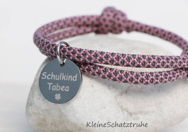 Personalisiertes Armband, Paracord Mit Edelstahl, Geschenk Einschulung, Wunschgravur Personalisiertes Armband, Paracord Mit Edelstahl, Geschenk Einschulung, Wunschgravur von KleineSchatztruhe