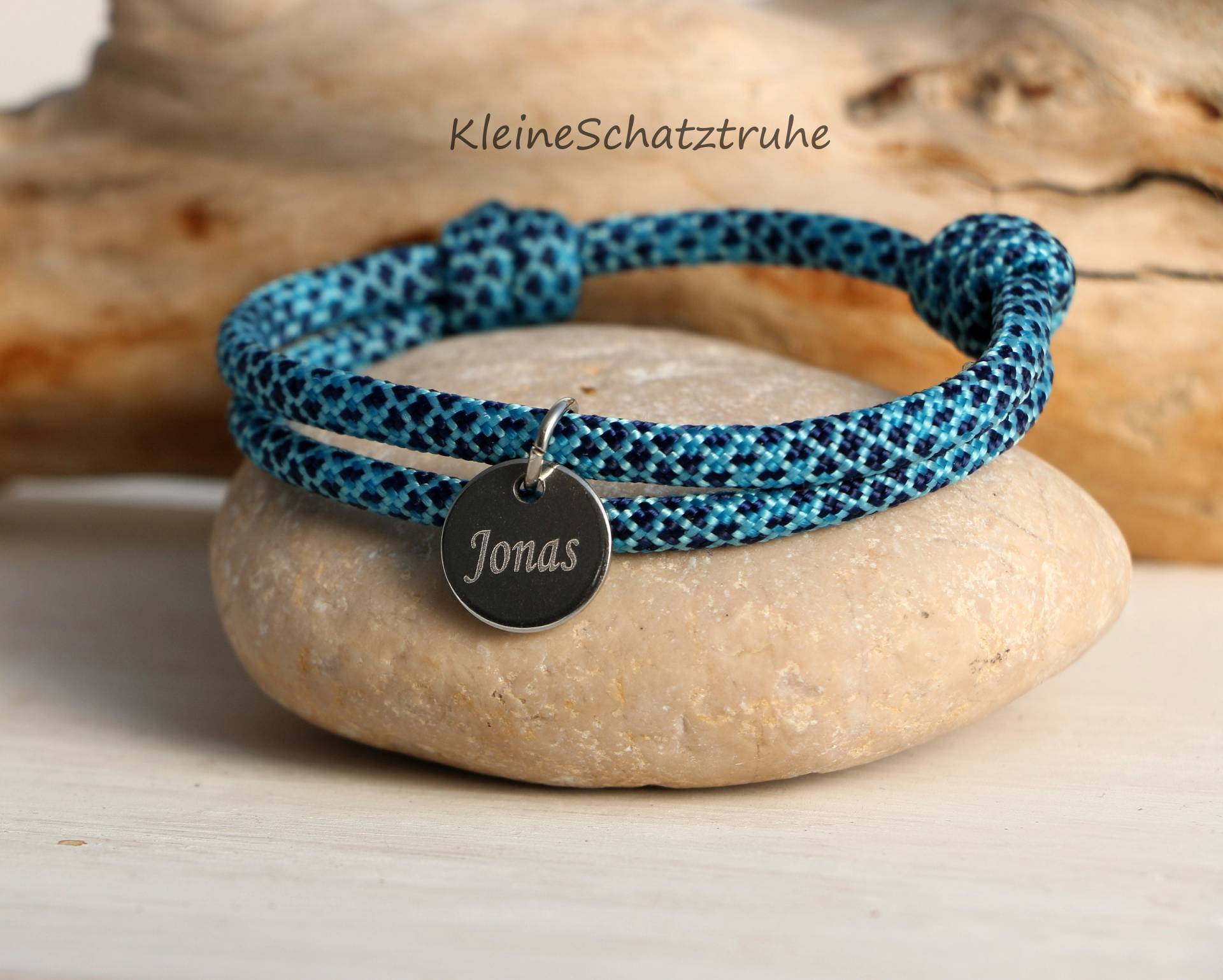 Personalisiertes Armband, Paracord Mit Edelstahl, Junge, Blau von KleineSchatztruhe