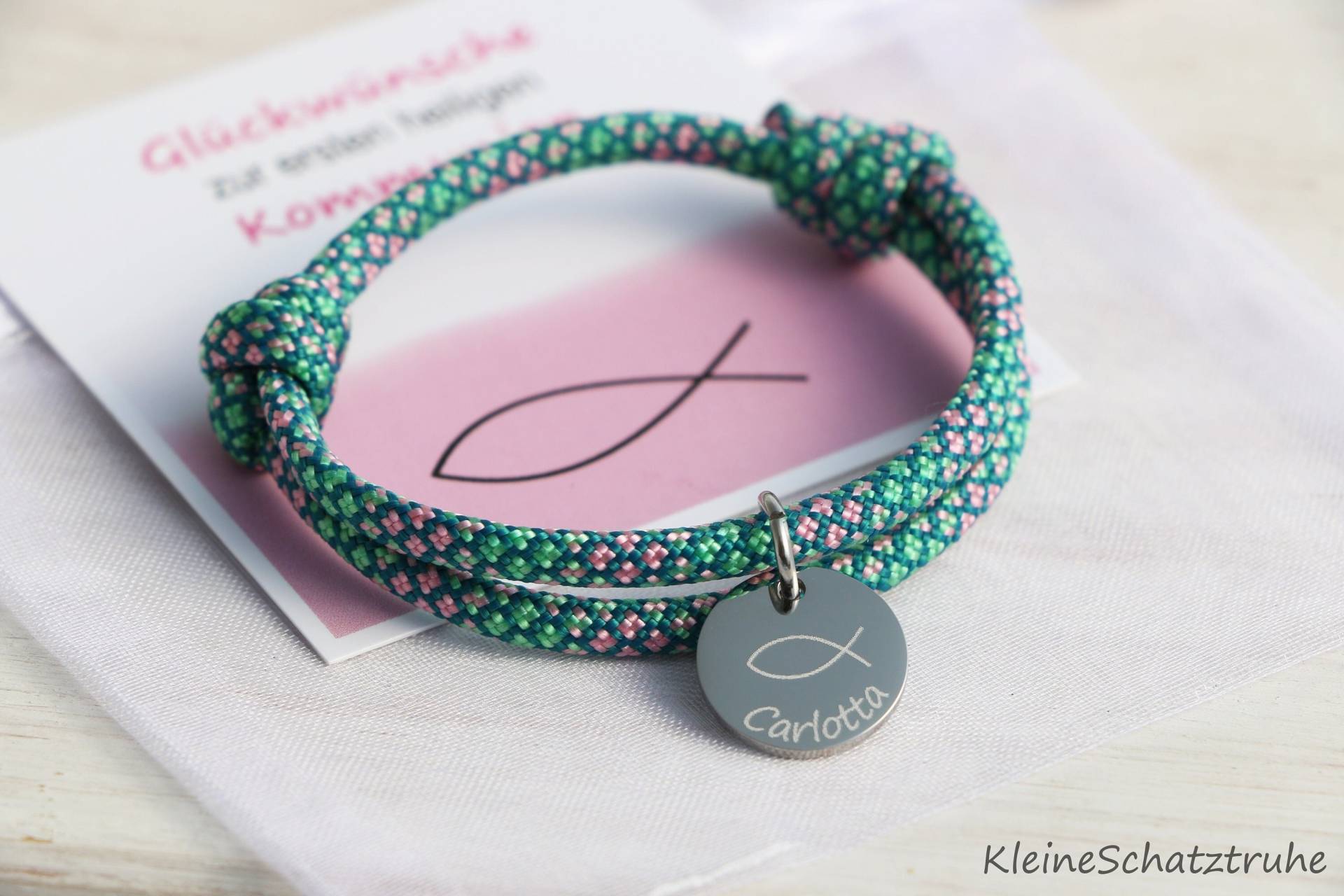 Personalisiertes Armband, Paracord Mit Edelstahl, Kommunionsgeschenk, Fisch Personalisiertes Armband, Paracord Mit Edelstahl, Kommunionsgeschenk, Fisch von KleineSchatztruhe