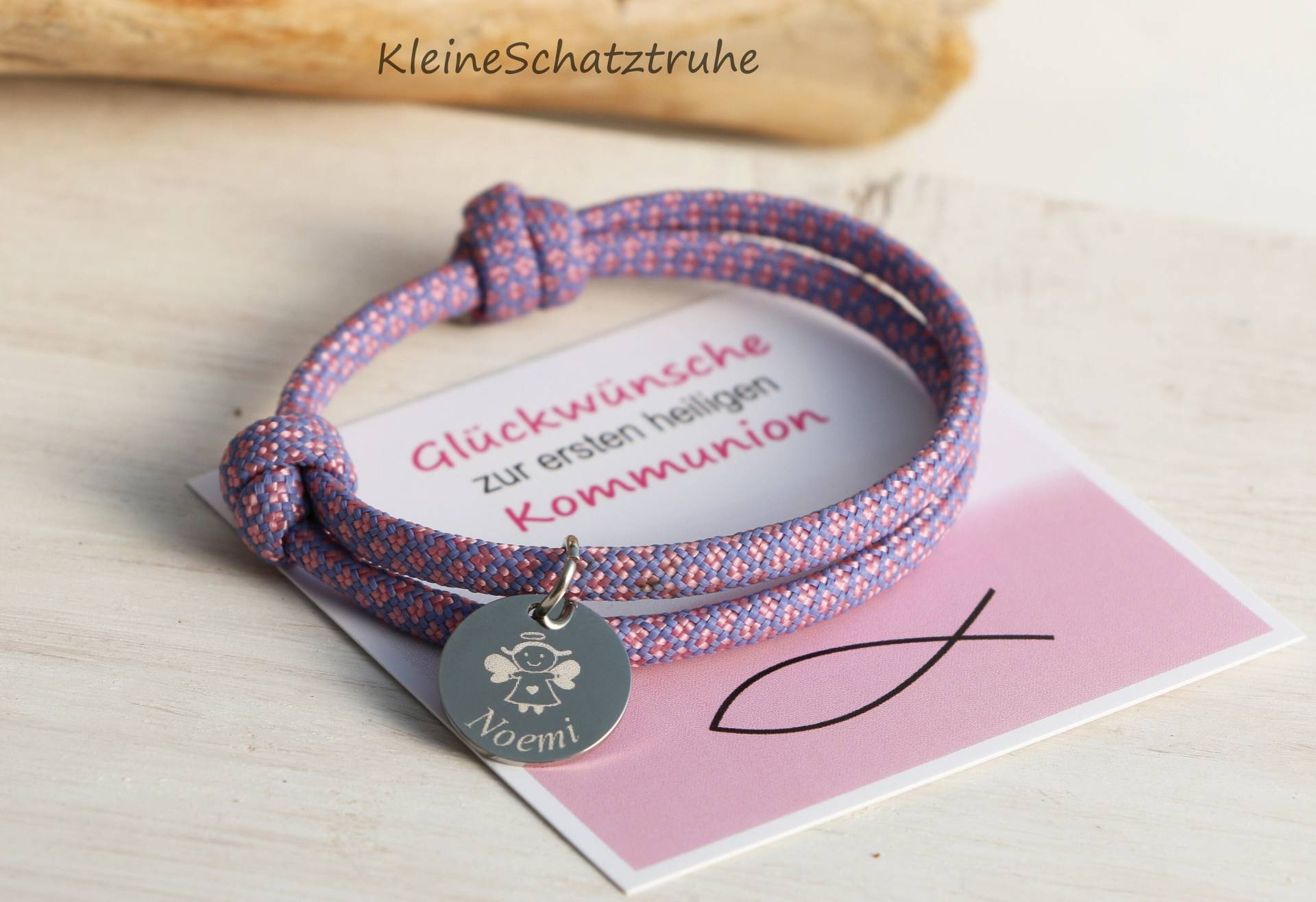 Personalisiertes Armband, Paracord Mit Edelstahl, Kommunionsgeschenk Mädchen, Engel Personalisiertes Armband, Paracord Mit Edelstahl, Kommunionsgeschenk Mädchen, Engel von KleineSchatztruhe
