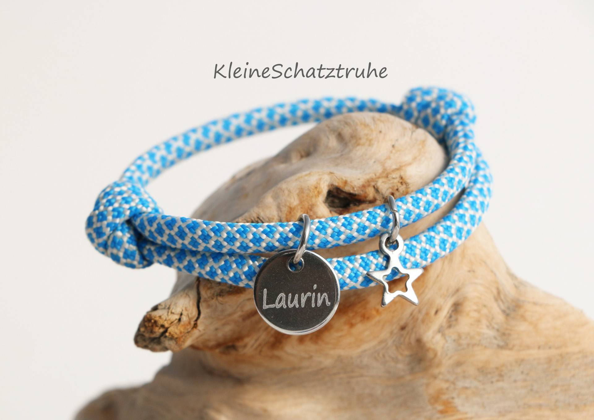 Personalisiertes Armband, Paracord Mit Edelstahl, Stern, Junge, Blau Personalisiertes Armband, Paracord Mit Edelstahl, Stern, Junge, Blau von KleineSchatztruhe