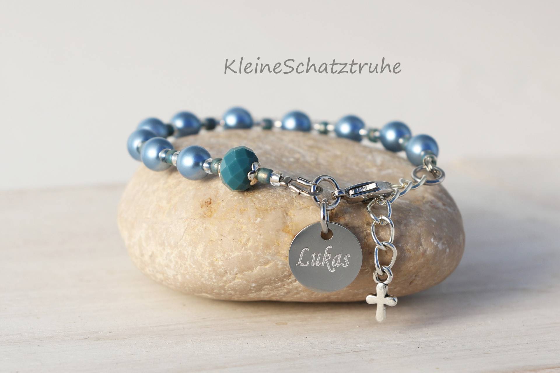 Personalisiertes Rosenkranz-Armband Geschenk Junge Oder Mädchen Kommunion von KleineSchatztruhe
