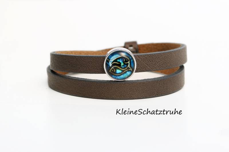 Taupe Lederarmband Mit Schiebeperle Sternzeichen von KleineSchatztruhe