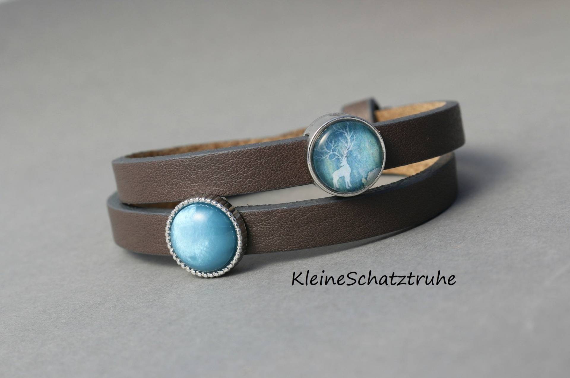 Wickelarmband Leder Taupe Mit Schiebeperlen von KleineSchatztruhe