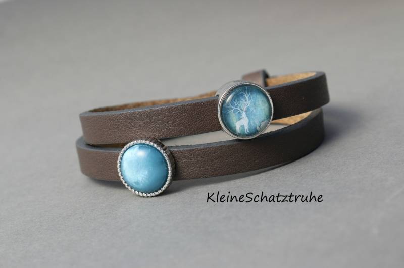 Wickelarmband Leder Taupe Mit Schiebeperlen von KleineSchatztruhe