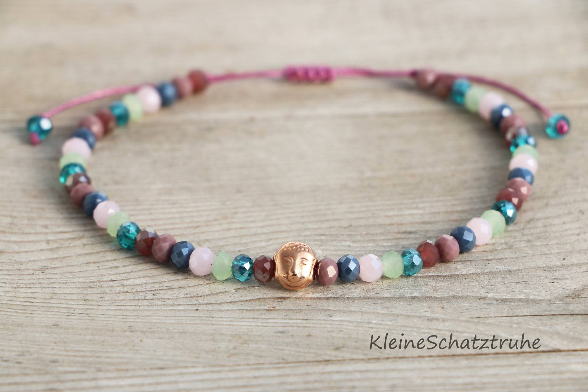 Zartes Freundschaftsarmband Buddha Kristallperlen Roségold Zartes Freundschaftsarmband Buddha Kristallperlen Roségold von KleineSchatztruhe