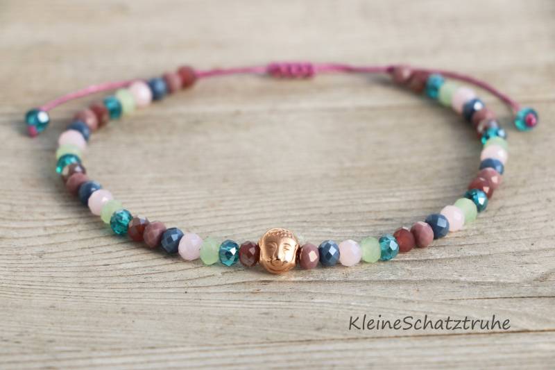 Zartes Freundschaftsarmband Buddha Kristallperlen Roségold Zartes Freundschaftsarmband Buddha Kristallperlen Roségold von KleineSchatztruhe