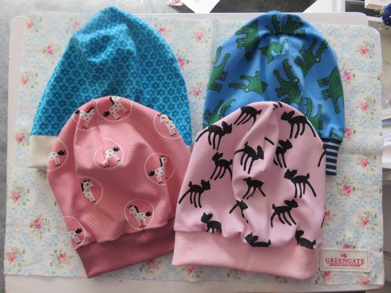 Beanie Mütze Baby Ku Ca 40 - 44 cm Rosa Einhorn Reh Genäht Kinder Mädchen Junge Kleineseligkeiten von KleineSeligkeiten