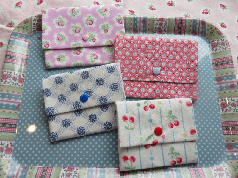 Geldbeutel Portemonnaie Brieftasche Mäppchen Täschchen Tasche Genäht Taschentuch Kleineseligkeiten Rot Rosa Blau Kirsche Geschenk Nachhaltig von KleineSeligkeiten