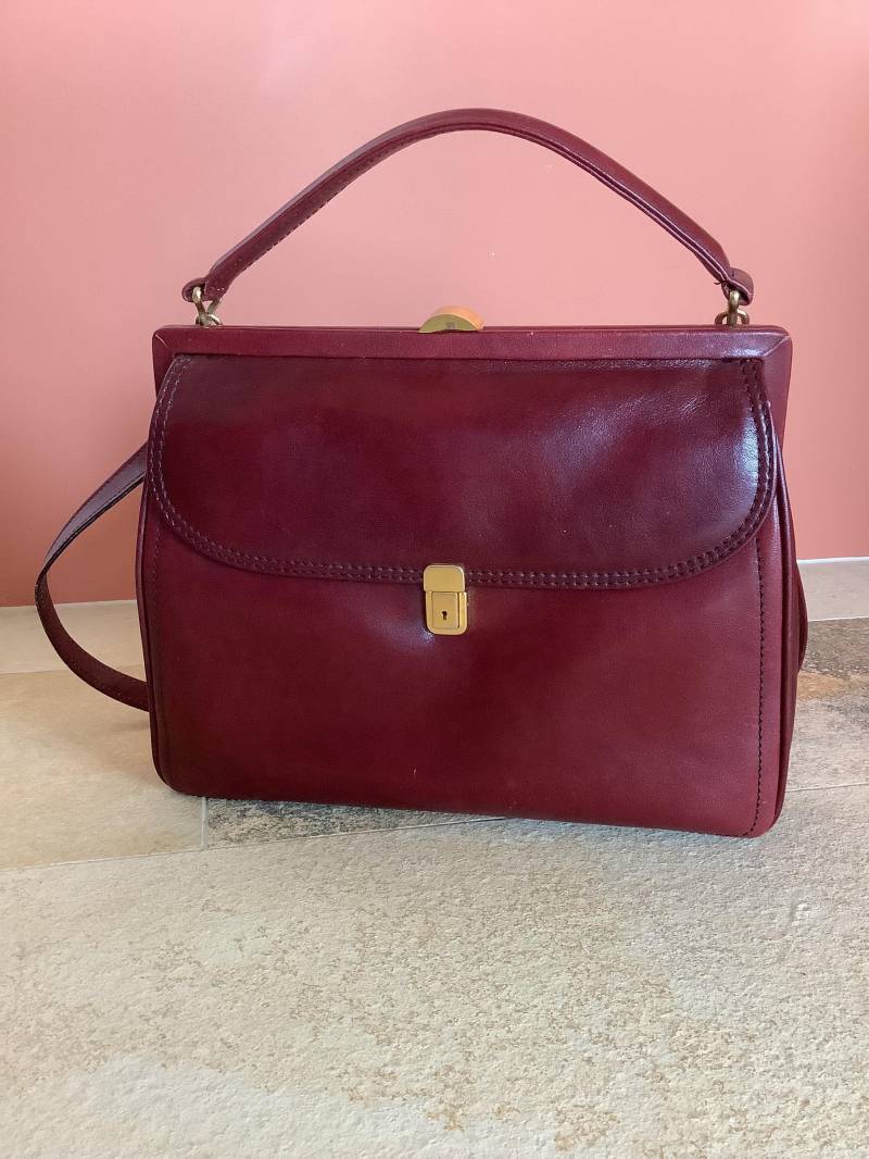 Vintage Handtasche Star Modell - Leder Burgunder 1980Er Umhängetasche, Henkel Vintage Handtasche Star Modell - Leder Burgunder 1980Er Umhängetasche, Henkel von KleineWerteDinge
