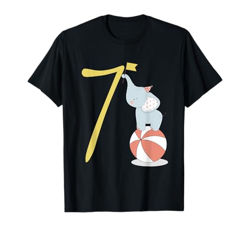 Zirkus Elefant balanciert auf Ball Kinder Geburtstag 7 Jahre T-Shirt Zirkus Elefant balanciert auf Ball Kinder Geburtstag 7 Jahre T-Shirt von Kleiner Elefant Geburtstag für Mädchen Jungen Kind