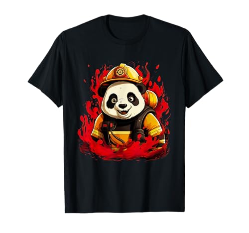 Niedlicher Panda Feuerwehrmann Feuerwehr für Kinder T-Shirt von Kleiner Feuerwehrmann Pandabär Kinder