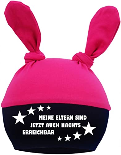 Baby 2-Zipfelmütze Multicolor (pink-Navy) (Gr. 1 (KU: 35-42)) Meine Eltern sind jetzt auch nachts erreichbar von Kleiner Fratz