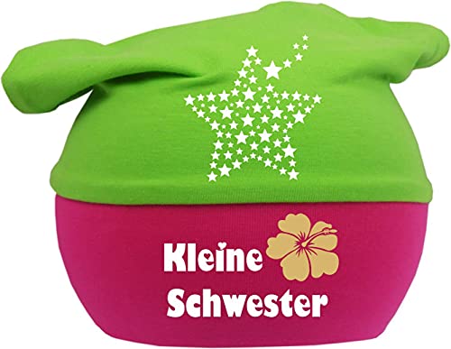 Baby Kopftuch Mütze Multicolor Stern (Farbe pink-Lime) (Gr. 2 (68-98) Kleine Schwester/Fat von Kleiner Fratz