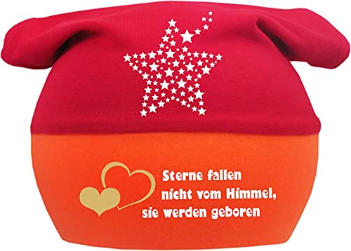 Kleiner Fratz Baby Kopftuch Mütze Multicolor Stern (Farbe rot-orange) (Gr. 3 (98-122) Sterne Fallen Nicht vom Himmel von Kleiner Fratz