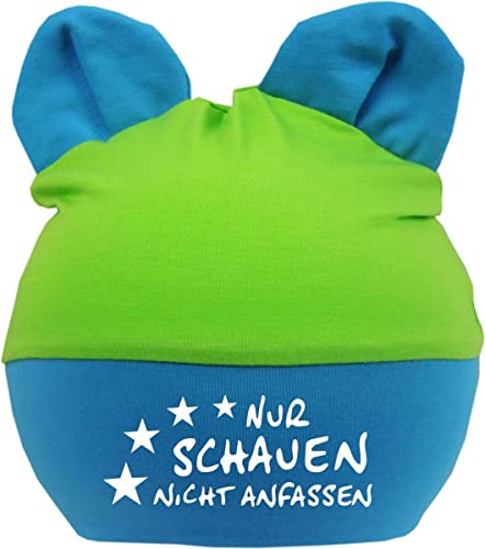 Kleiner Fratz Baby Ohren Mütze Multicolor (Farbe Lime-royal) (Gr. 1 (0-74) Nur schauen Nicht anfassen von Kleiner Fratz