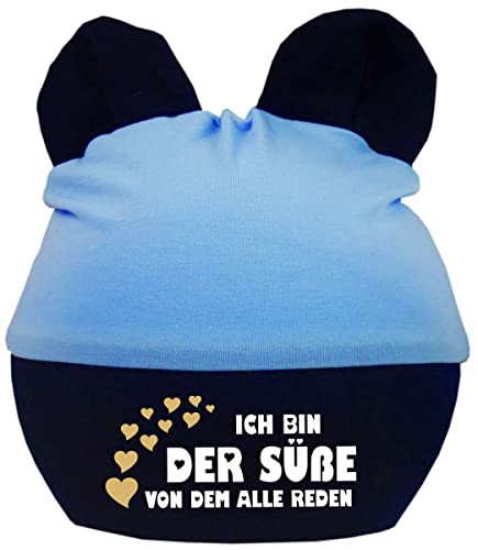 Kleiner Fratz Baby Ohren Mütze Multicolor (Farbe hellblau-Navy) (Gr. 3 (98-122) Ich Bin der Süße von dem alle reden von Kleiner Fratz