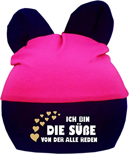 Kleiner Fratz Baby Ohren Mütze Multicolor (Farbe pink-Navy) (Gr. 1 (0-74) Ich Bin die Süße von der alle reden von Kleiner Fratz