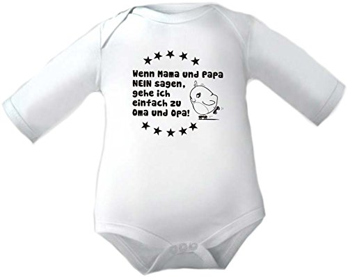 Kleiner Fratz Body Baby 1/1-Arm mit Druck WENN MAMA UND PAPA NEIN SAGEN, GEH ICH ZU OMA + OPA (Gr. 74/80) / 150030 von Kleiner Fratz