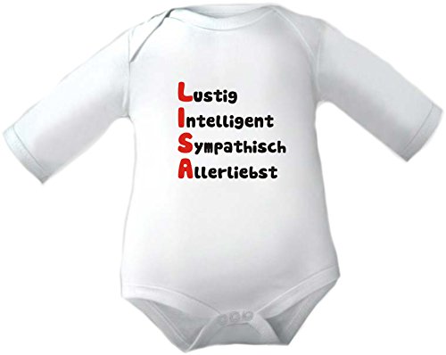 Kleiner Fratz Body Baby 1/1-Arm mit Druck des NAMENS und den Eigenschaften des Kindes (Gr. 50/56) / 150030 von Kleiner Fratz