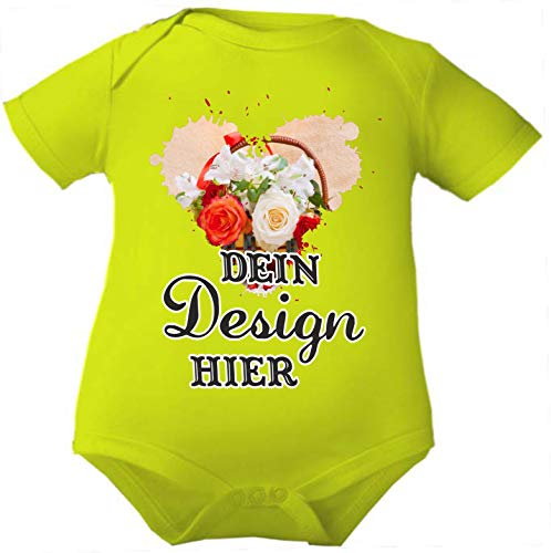 Kleiner Fratz Body Baby mit eigenem Wunsch Motiv, Foto, Text/Kurzarmbody/Mädchen Motiv Jungen (Größe: 74/80, Limegreen) von Kleiner Fratz