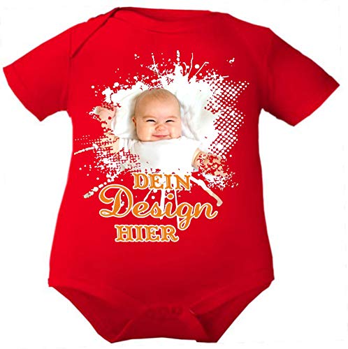 Kleiner Fratz Body Baby mit eigenem Wunsch Motiv, Foto, Text/Kurzarmbody/Mädchen Motiv Jungen (Größe: 86, Rot) von Kleiner Fratz