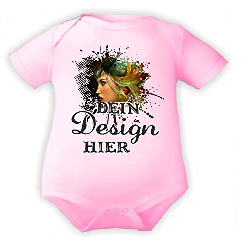 Kleiner Fratz Body Baby mit eigenem Wunsch Motiv, Foto, Text/Kurzarmbody/Mädchen Motiv Jungen (Größe: 98/104, Rosa) von Kleiner Fratz