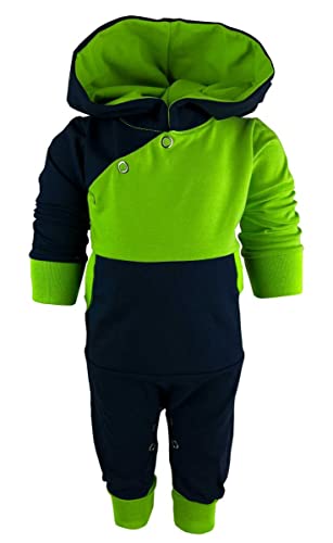 Kleiner Fratz Langarm Kapuzen Hoodie Multicolor Overall (Farbe Navy-Lime) (Gr. 76-86) von Kleiner Fratz