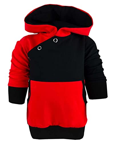 Langarm Kapuzen Hoodie Multicolor Shirt (Farbe rot-schwarz (Gr. 66-76) von Kleiner Fratz