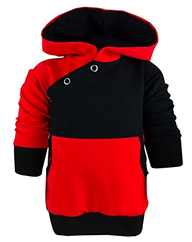 Langarm Kapuzen Hoodie Multicolor Shirt (Farbe rot-schwarz (Gr. 76-86) von Kleiner Fratz