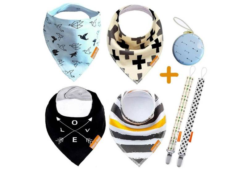 Kleiner Held Dreieckstuch Dreieckstuch Baby, Halstuch Baby, Schnullerkette, (Set, 7-St), Weitenregulierbar, perfekter Sitz von Kleiner Held
